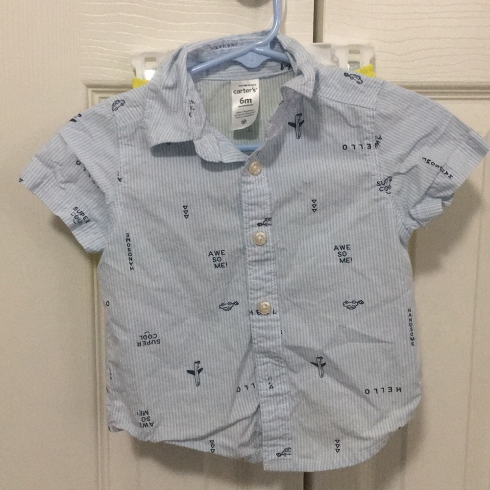 Carters Button down shirt yellow shorts